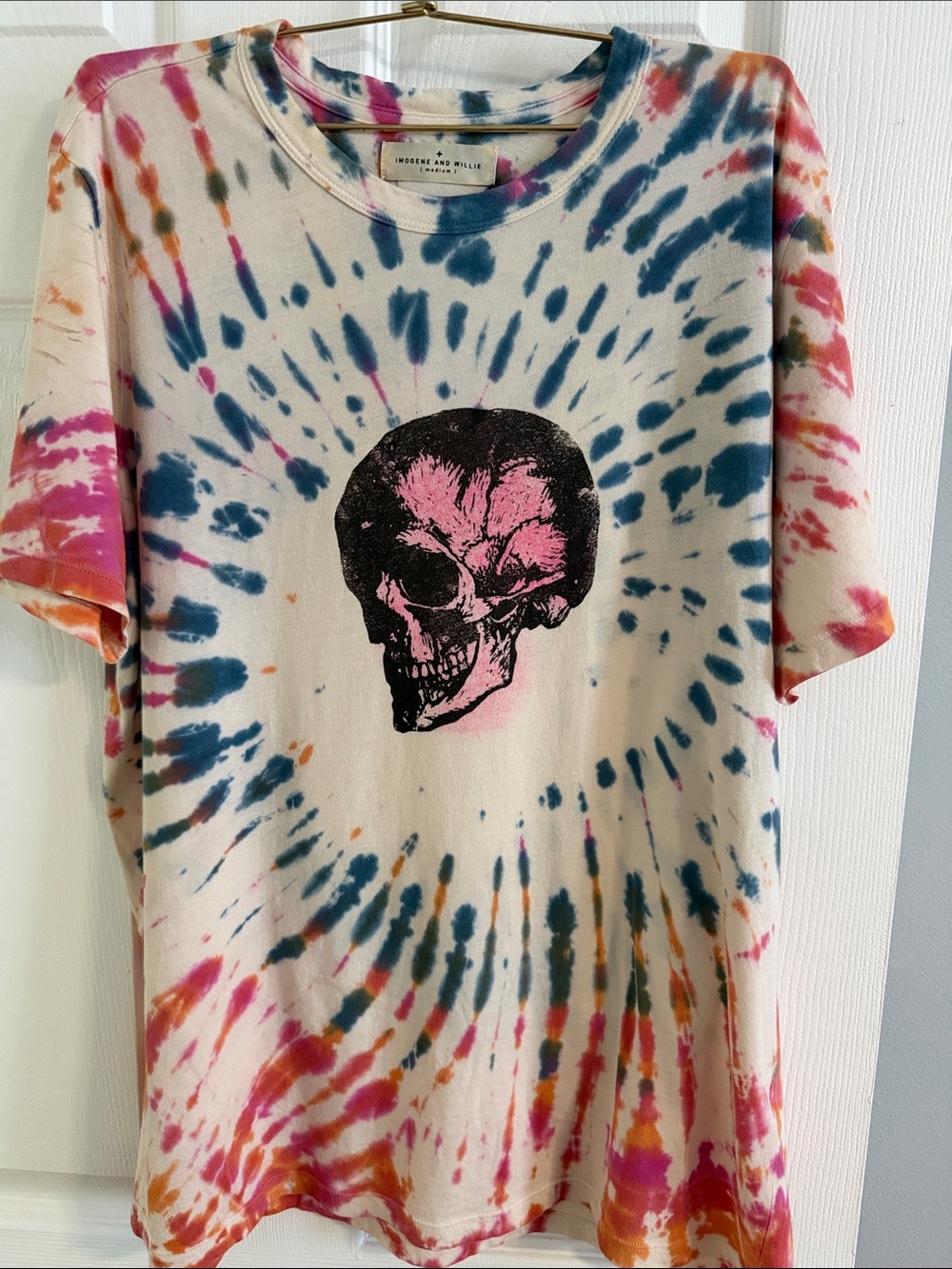 imogene + willie UNISEX Tie-Dye Skull Short Sleeve Tee -  size Medium